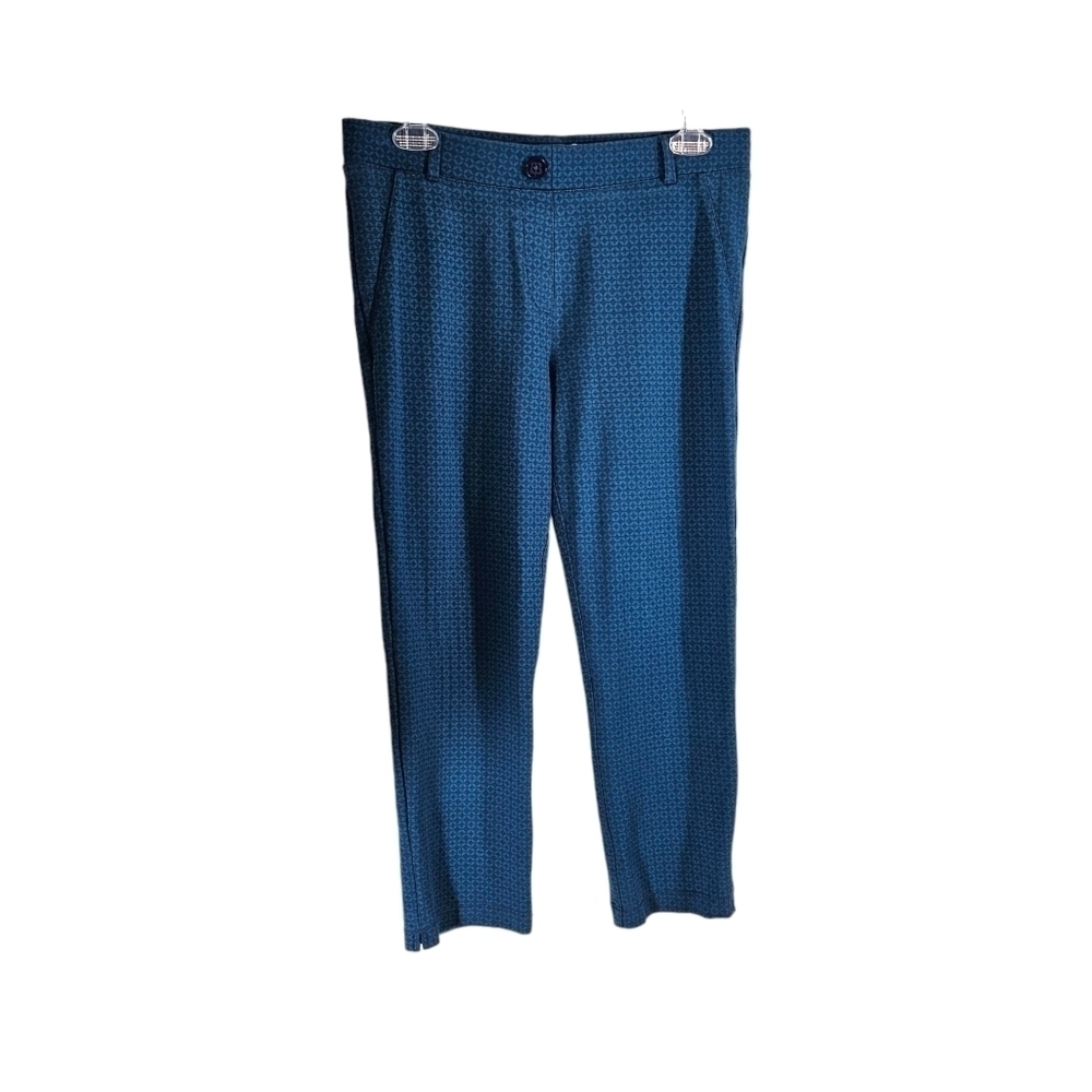 Betabrand Teal Geometric Pattern Cropped Legging Yoga Pants W0249-BLG